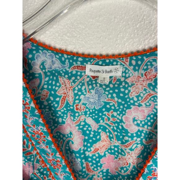Poupette St. Barth Camila Ruffled Mini Dress Teal Sz Small - Picture 5 of 7